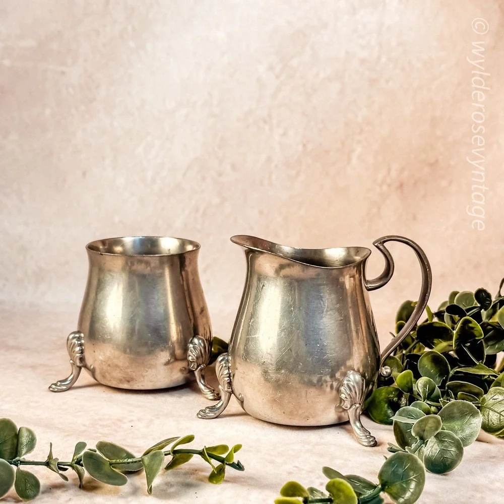 Benedict Pewter Cream and Sugar Set‎